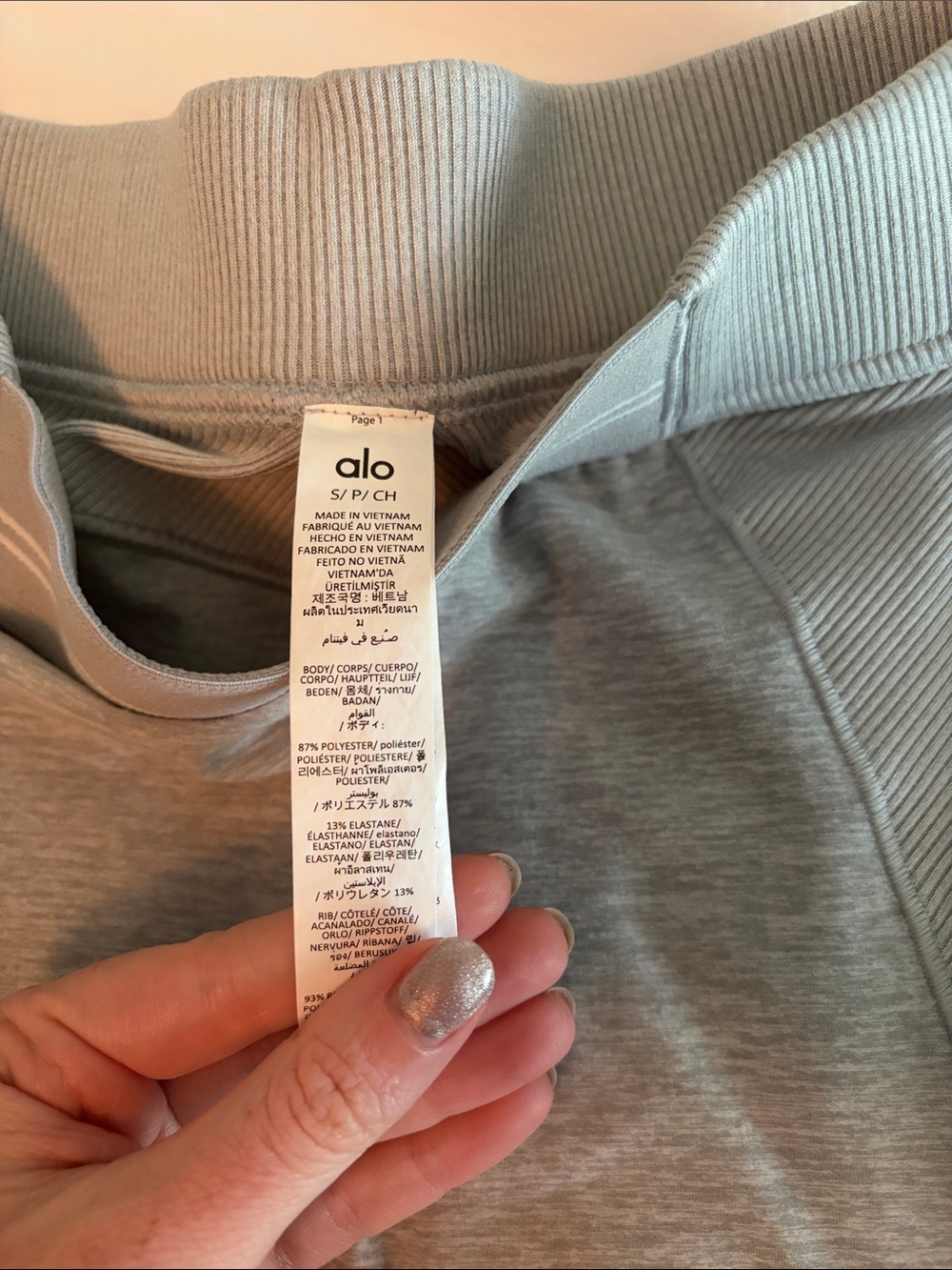 Alo Yoga Alosoft High-Waist 7/8 Relay Legging in Athletic Heather Gray/ White- S - Picture 10 of 11